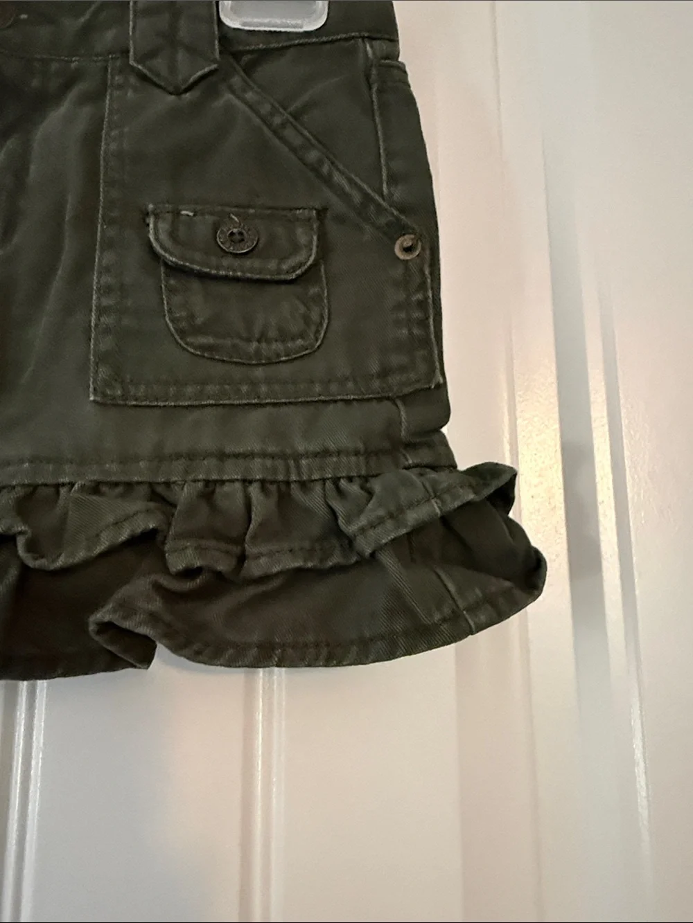 Gently worn Girls Olive Green Ruffle Hem Skirt
